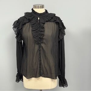 NWT Fate Sheer Black Lace Blouse M Whimsigoth Witchcore Edwardian Vampire Top
